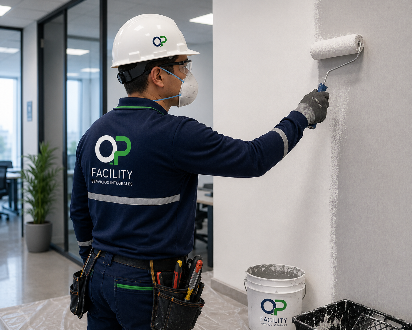 Técnico de mantenimiento OP Facility realizando instalación